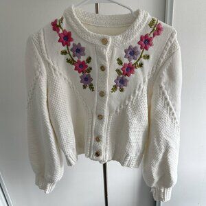 Maje floral cardigan 2023 style - embroidered knit sweater size 2